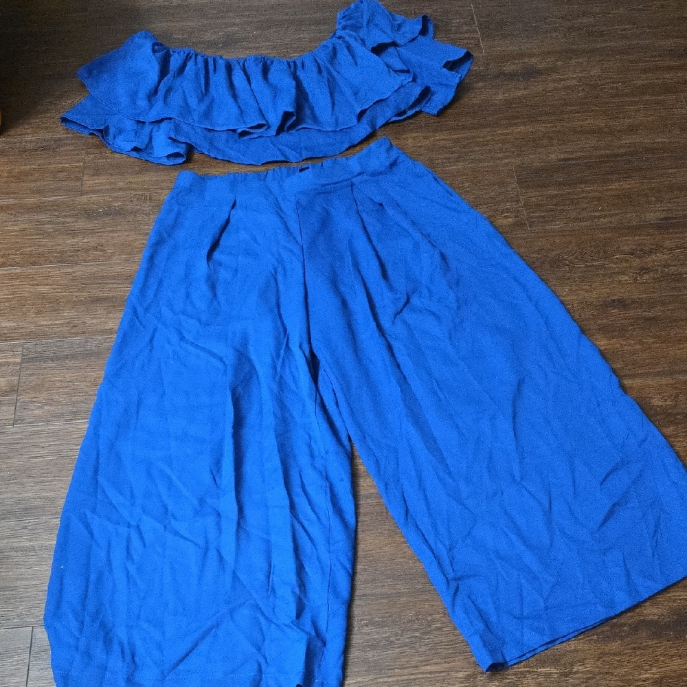 SHEIN Royal Blue Off-Shoulder Jumpsuit